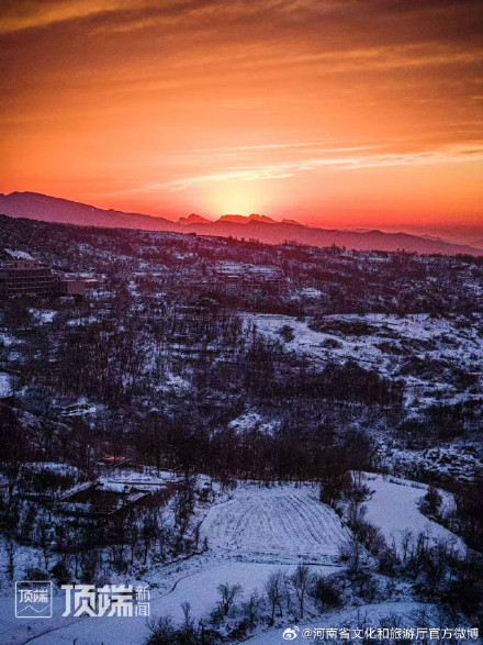 雪景晚霞同框的郑州有多浪漫