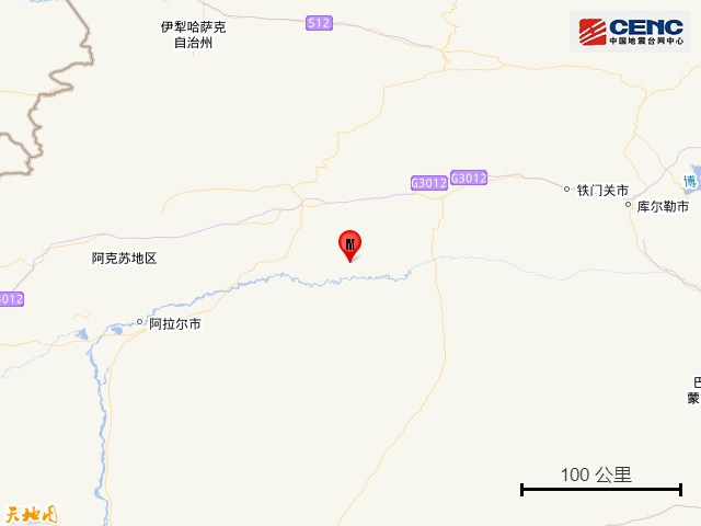 新疆阿克苏地区库车市发生3.1级地震，震源深度19千米