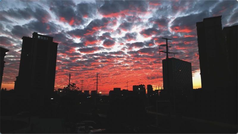 江西泰和：“鱼鳞”映霞染天际 解锁入冬首场天象奇观