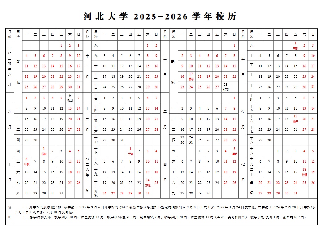 河北多所高校寒假时间来了