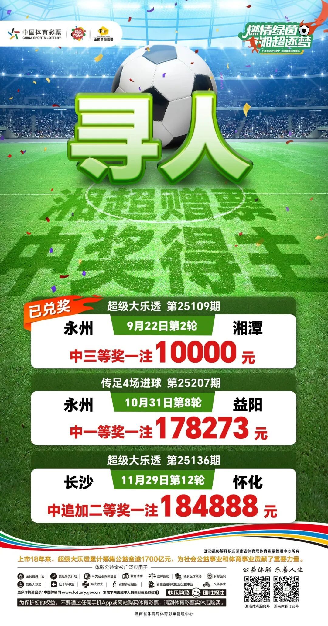 谁是那位“忘了领奖”的湘超锦鲤？17.8万元和18.4万元急寻主人！
