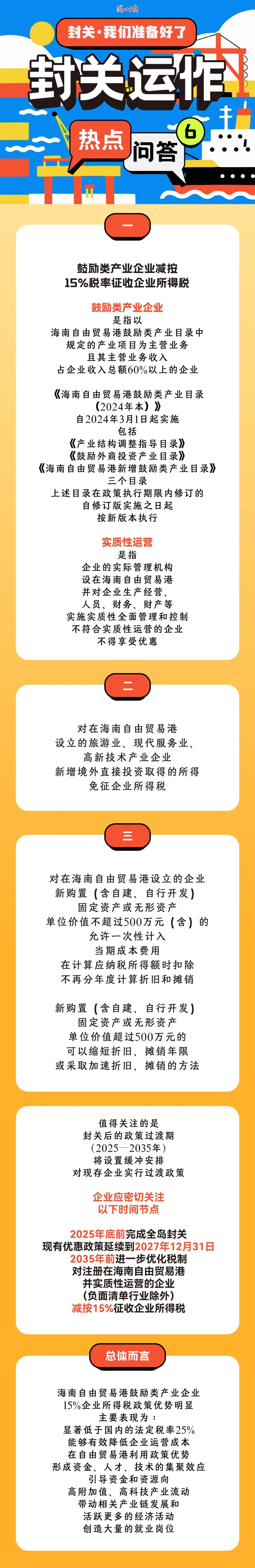 &nbsp;封关后，海南自贸港企业所得税政策是否有调整？