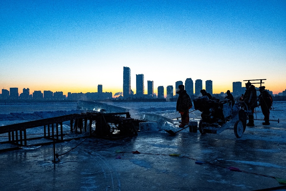 松花江采冰全面启动!第二十七届哈尔滨冰雪大世界园区建设已完成70% 松花江采冰全面启动!第二十七届哈尔滨冰雪大世界园区建设已完成70%