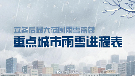 立冬后中东部最大范围雨雪过程将至 雨雪进程表看你家何时飘雪