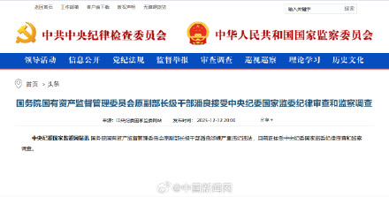 国资委原副部长级干部潘良被查 国资委原副部长级干部潘良被查