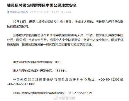 驻悉尼总领馆:提醒在悉尼中国公民注意安全 驻悉尼总领馆:提醒在悉尼中国公民注意安全