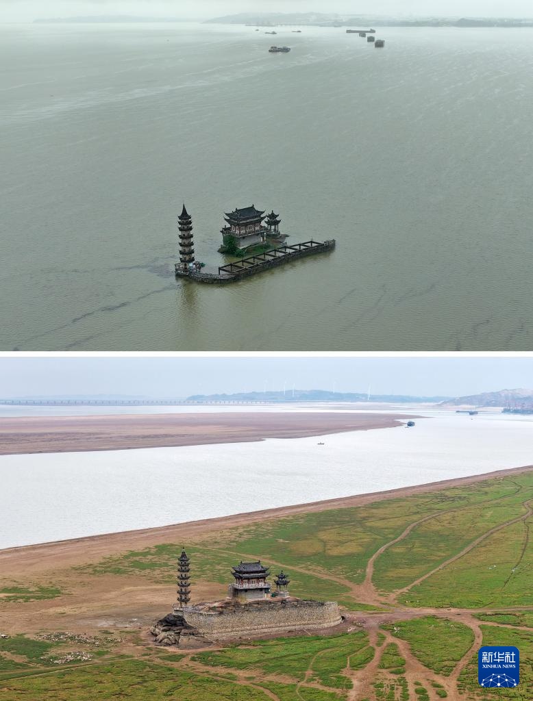 鄱阳湖跌破极枯水位 通江水体面积减九成 鄱阳湖跌破极枯水位 通江水体面积减九成