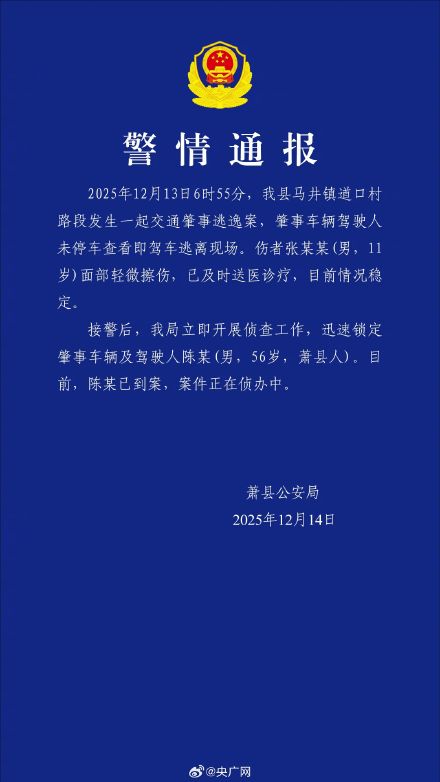 警方通报安徽一小货车撞男孩后逃逸