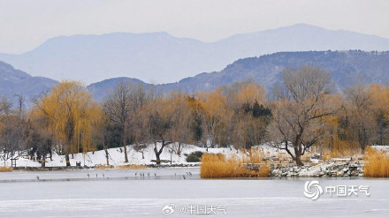 北京圆明园残雪映西山 北京圆明园残雪映西山