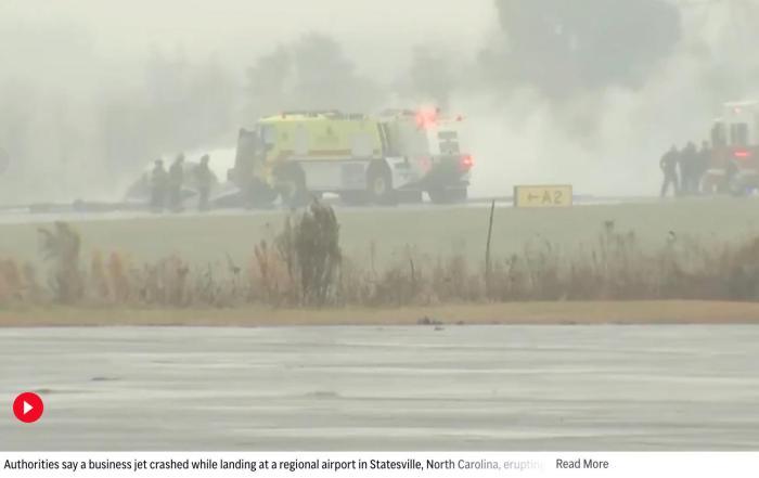 美国一私人飞机在北卡罗来纳州坠毁 7人死亡
