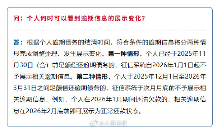 一次性信用修复政策6问6答