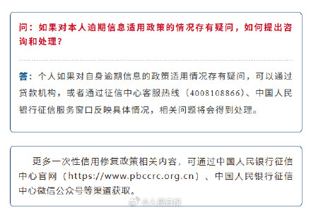 一次性信用修复政策6问6答