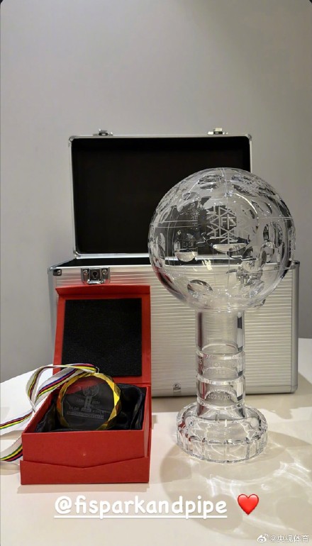 苏翊鸣晒水晶球奖杯