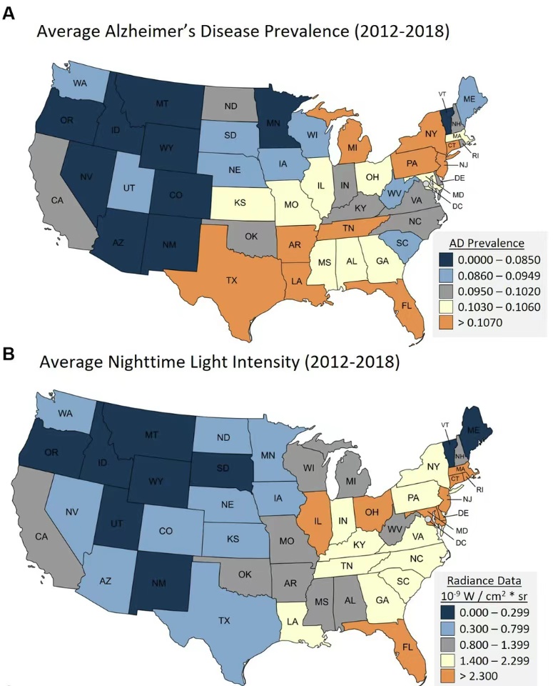 原来光污染与阿尔兹海默症风险显著相关 你知道吗