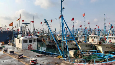 威海石岛：知天而作 渔船回港避风