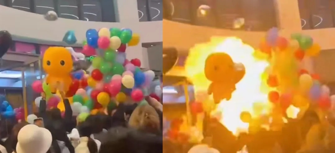 莆田一商场外突然起火，一分钟后……