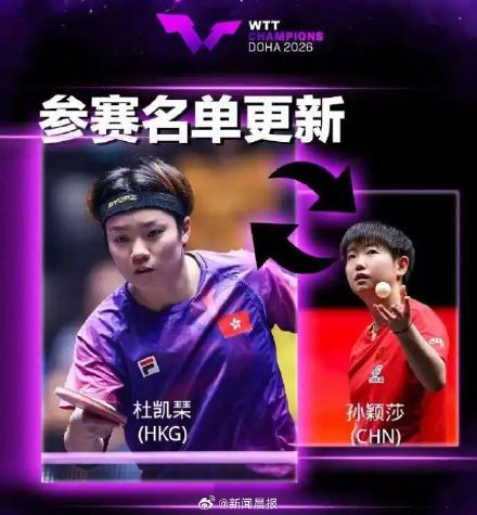 孙颖莎退出WTT多哈冠军赛
