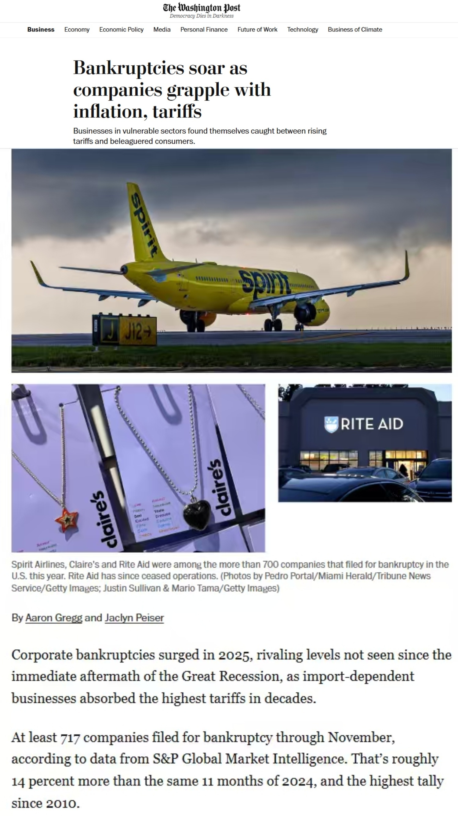 美媒：美国企业破产申请创15年新高