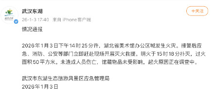 官方通报湖北省美术馆办公区火灾