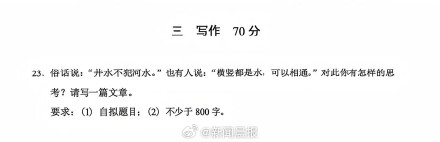 “井水不犯河水”还是“横竖都是水,可以相通”?上海2026年春考作文题揭晓 “井水不犯河水”还是“横竖都是水,可以相通”?上海2026年春考作文题揭晓