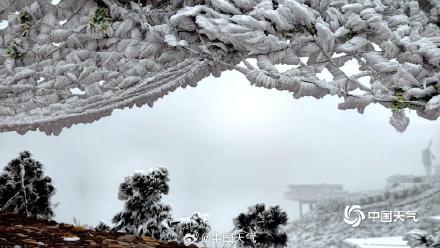 大自然的馈赠 广西桂林摩天岭现雾凇景观