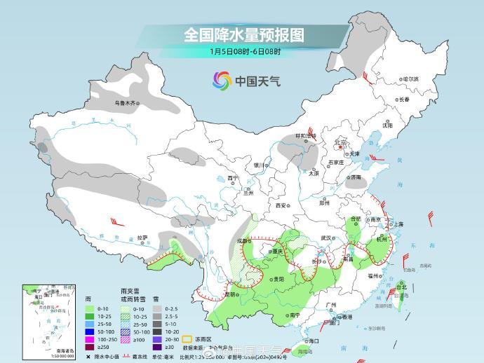 长江中下游等地有大范围降雨 明起全国大部晴多雨少