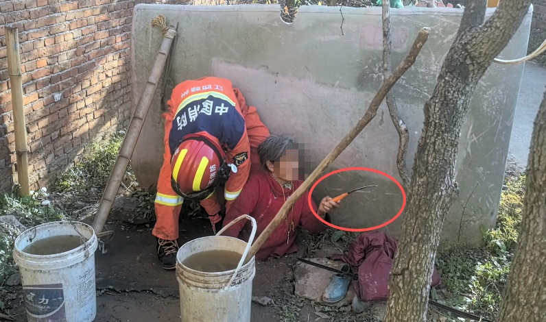 一把镰刀，竟成奶奶被困化粪池的“元凶”