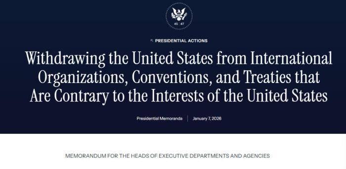 特朗普指示退出66个国际组织 白宫公布“退群”清单 特朗普指示退出66个国际组织 白宫公布“退群”清单