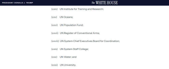 特朗普指示退出66个国际组织 白宫公布“退群”清单 特朗普指示退出66个国际组织 白宫公布“退群”清单
