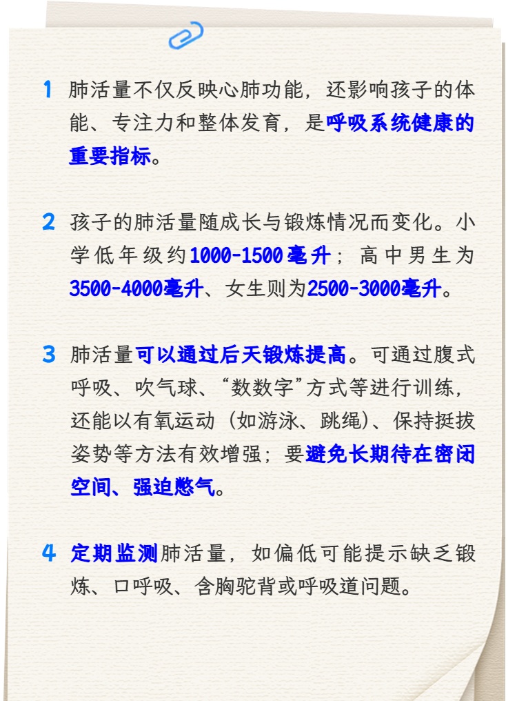孩子肺活量达标了吗？这份“呼吸体检”指南请收好→