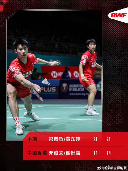 中国队提前锁定大马赛混双冠军