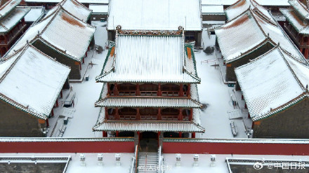 航拍雪中沈阳故宫 唯美浪漫