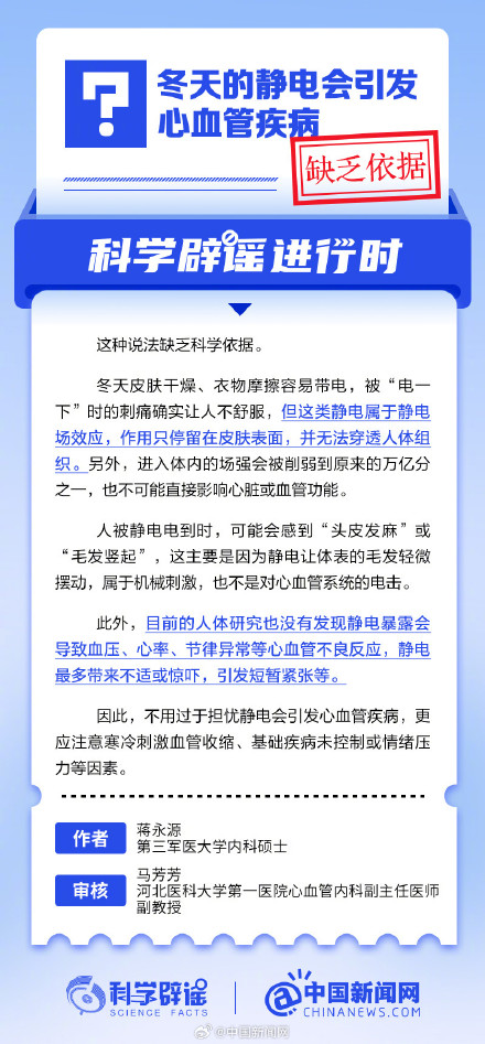 冬天的静电会引发心血管疾病? 冬天的静电会引发心血管疾病?