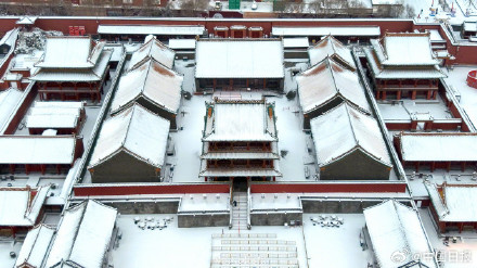 航拍雪中沈阳故宫 唯美浪漫