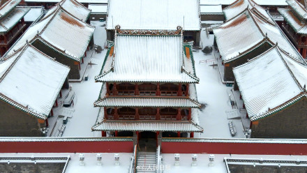 航拍雪中沈阳故宫，唯美浪漫