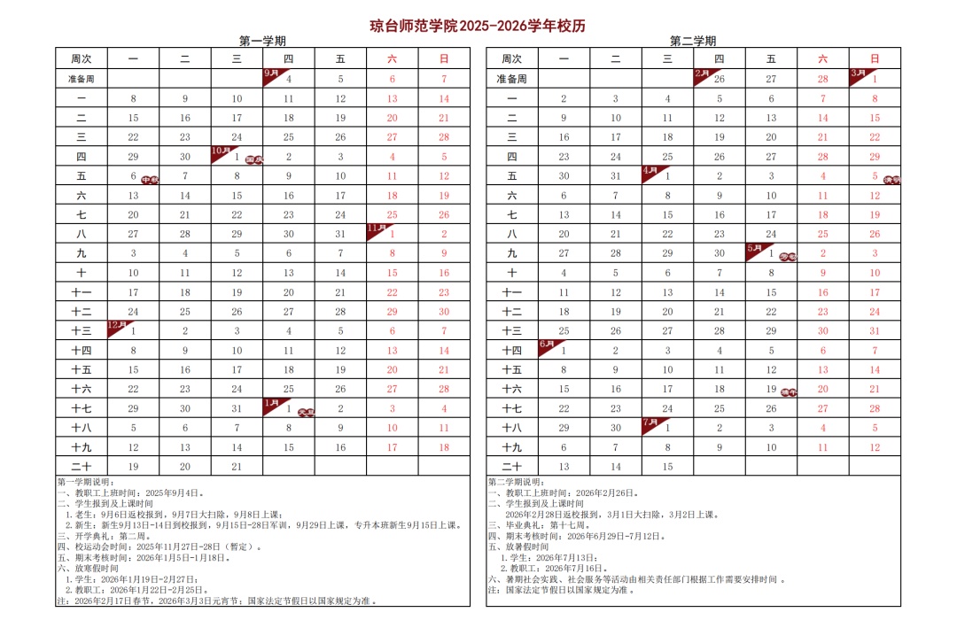 海南部分高校2026年寒假时间来了! 海南部分高校2026年寒假时间来了!