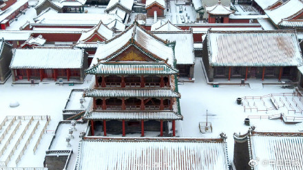 航拍雪中沈阳故宫 唯美浪漫