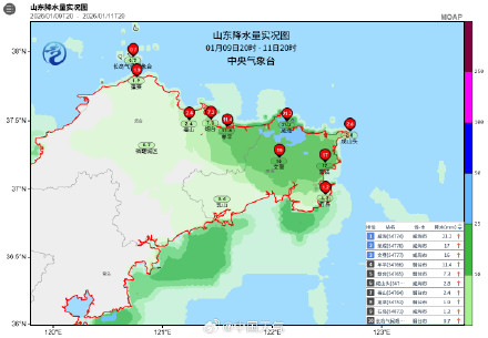 威海的雪下到模糊 24小时新增积雪超20厘米