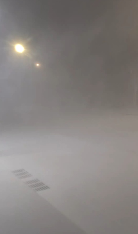 “这里是北极之烟台分极”，外卖员凌晨拍下暴风雪“下得冒烟”：从没见过这种场景