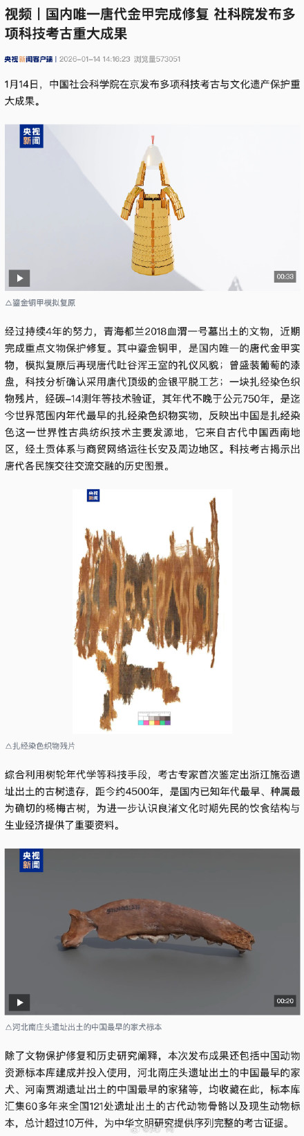 国内唯一唐代金甲完成修复