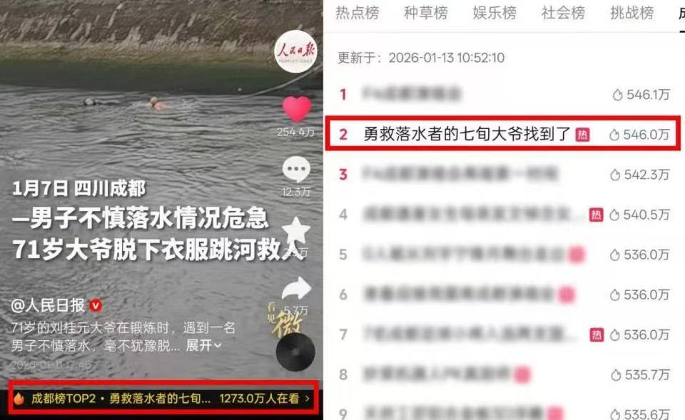 “救人命比什么都重要”！71岁大爷冬日跳河救人