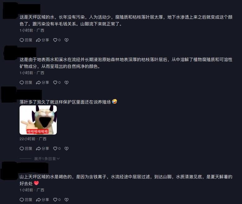 网传“南宁大明山的河水被污染，变成茶色”？这是大自然的馈赠！