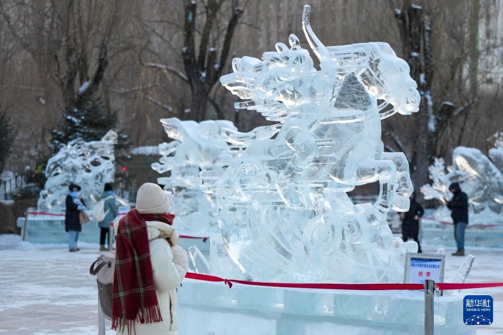 冰雕艺术添彩“冰城”冬日冰雪画卷