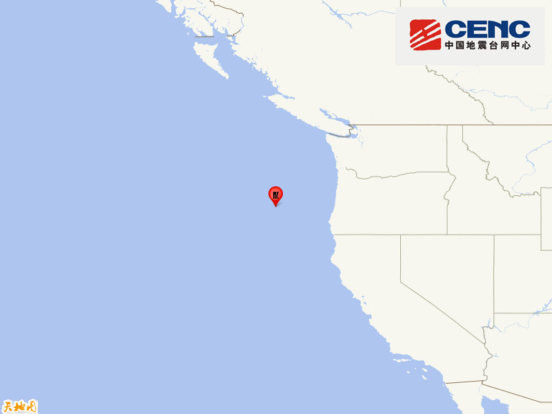 美国俄勒冈州沿岸远海发生6.0级地震，震源深度20千米