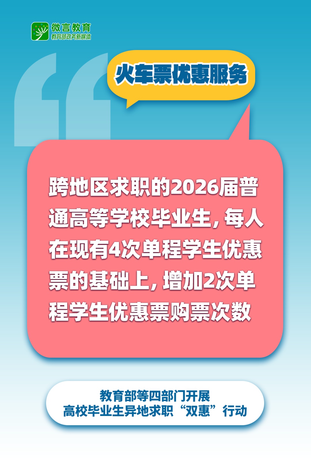 高校毕业生异地找工作，坐火车、住宿有优惠！