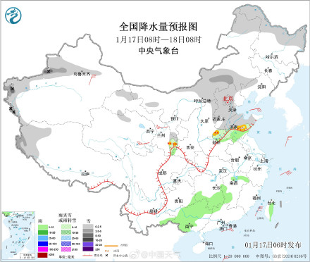 19日中东部进入雨雪最强时段