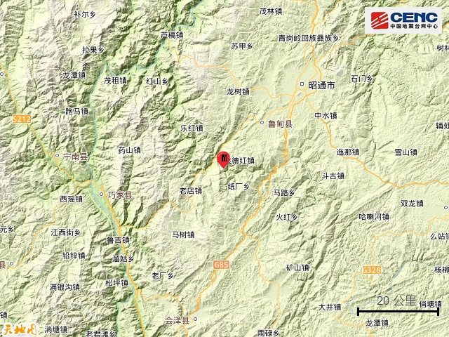 云南巧家发生5.1级地震
