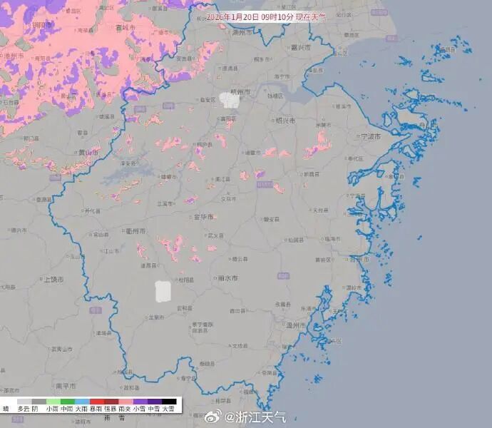 寒潮继续影响浙江，气温还将持续下降！今天你那里下雪了吗？