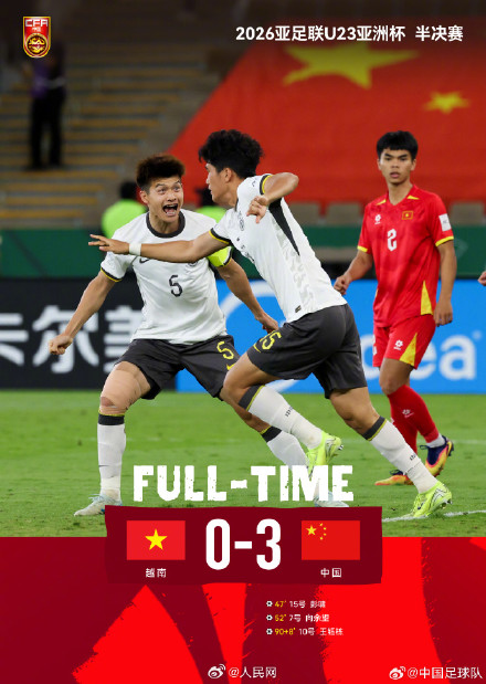 中国队挺进U23男足亚洲杯决赛