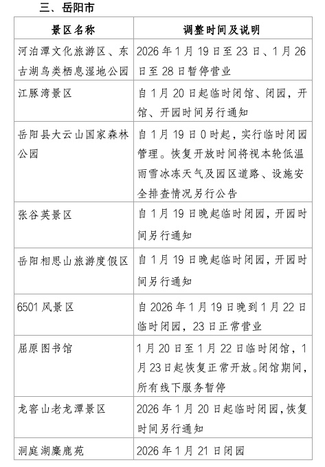 湖南多地景区因冰雪天气临时闭园